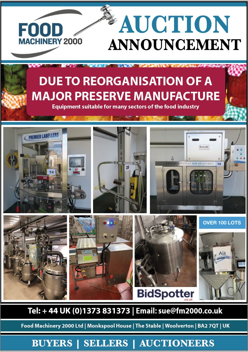 DUE TO OF A PRESERVE MANUFACTURER. UK Food Machinery 2000
